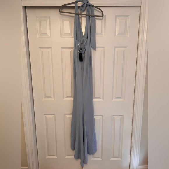 NEW NWT $228 NBD Jenny From The Block halter neck maxi gown dress powder blue xs - Picture 4 of 7
